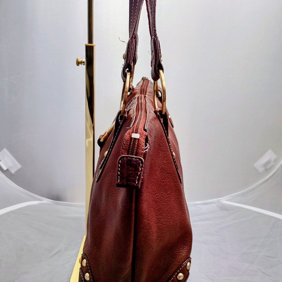 The Sak Rich Brown Shoulder Bag with Gold Accents - Picture 3 of 8